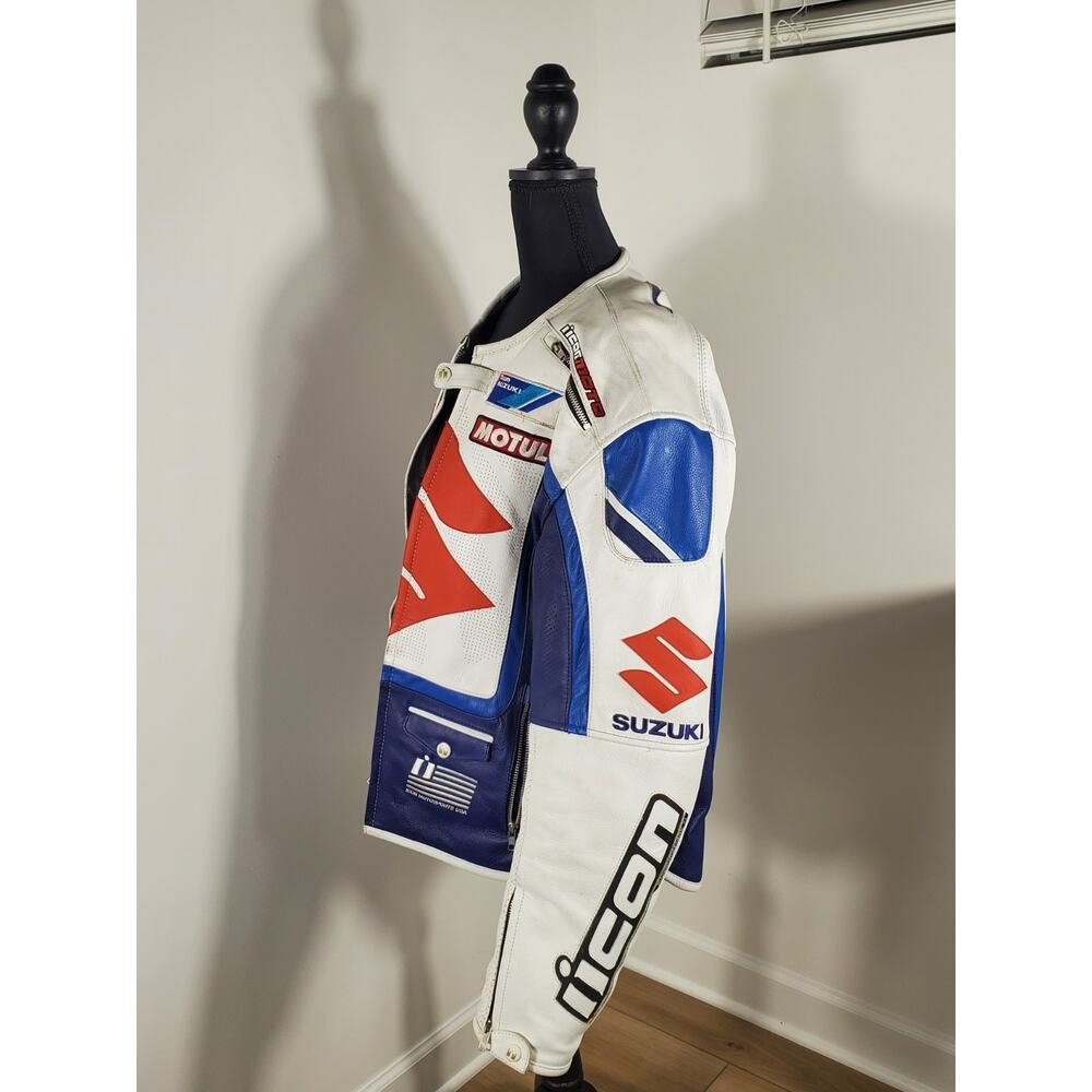 Suzuki ICON Motorbike Riding Jacket Motorcycle Leather Racing Jacket All Sizes - Picture 4 of 10